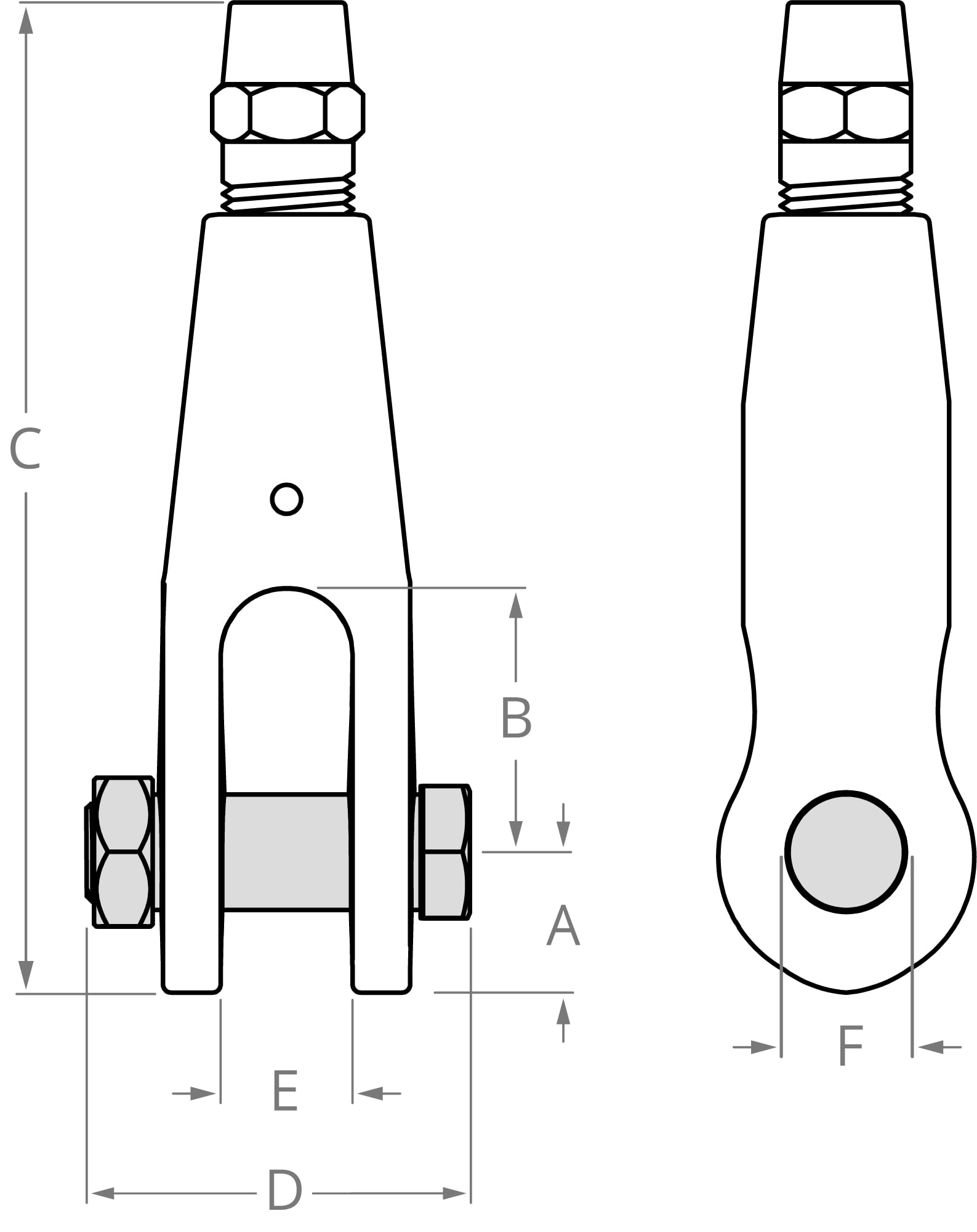 clevis fitting Clevis Socket Fitting (with Threaded Pin and Nut) - Image 2