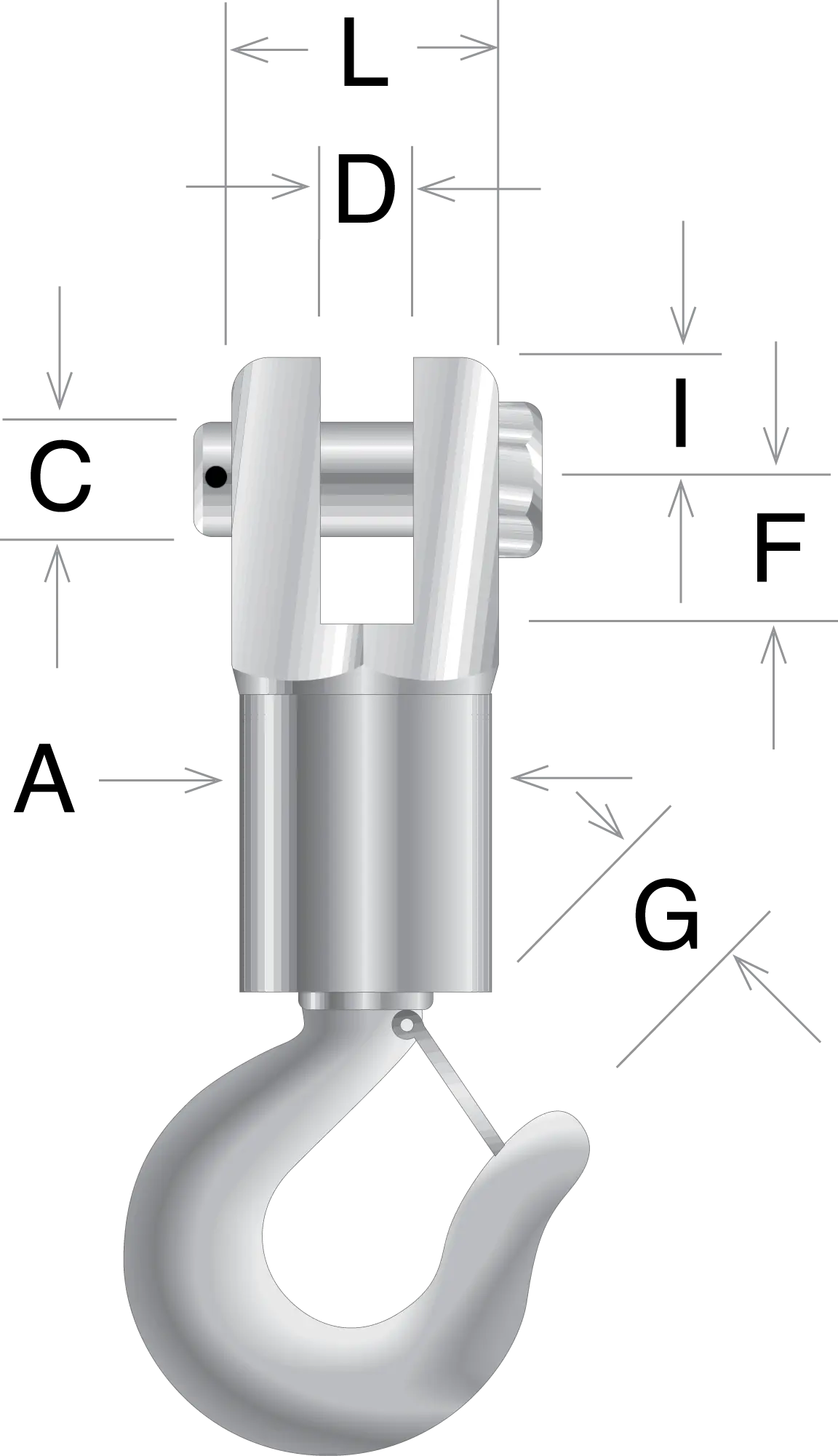 Clevis & Hook Roller Bearing Swivel - Model 32 - Image 2