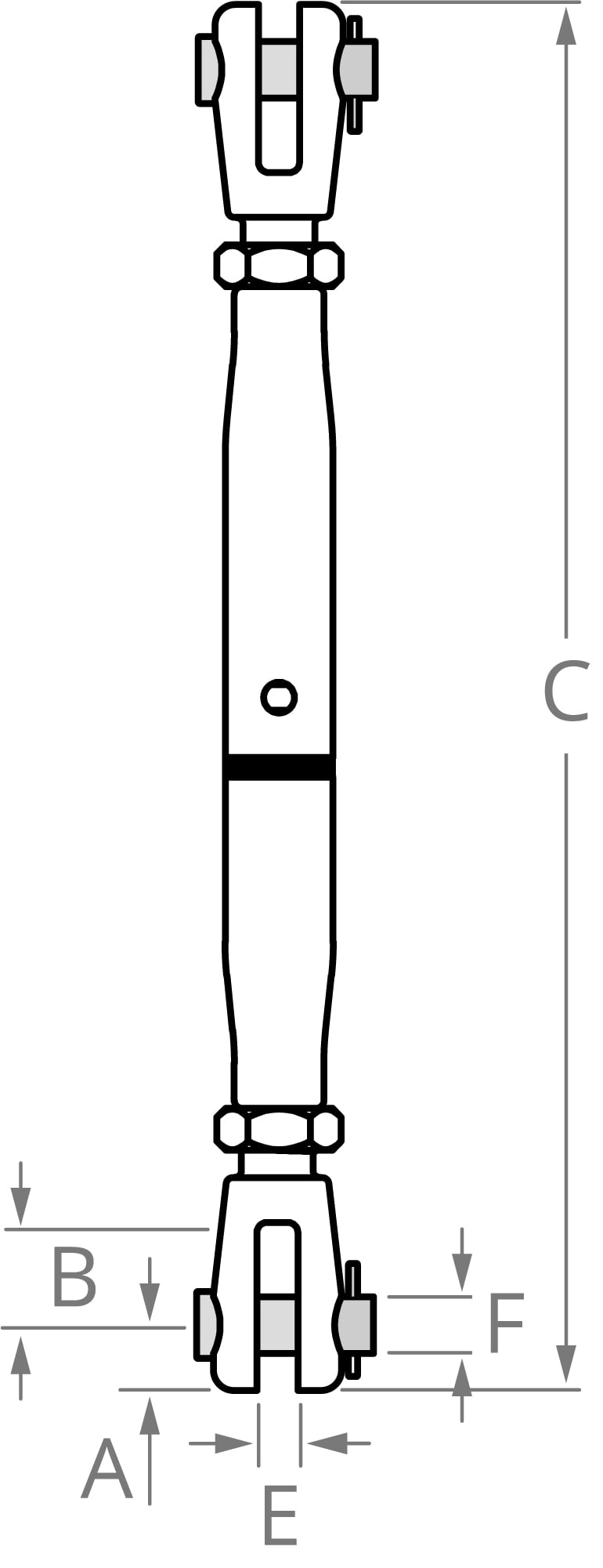 double clevis turnbuckle Closed Body Double Clevis Turnbuckle - Image 2