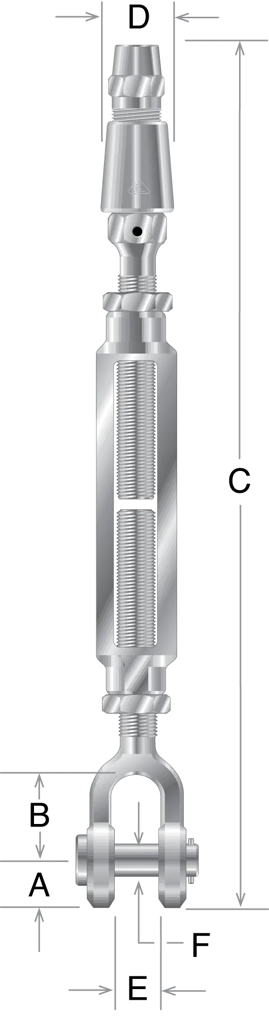 swageless turnbuckle Open Body Clevis and Socket Turnbuckle - Image 2