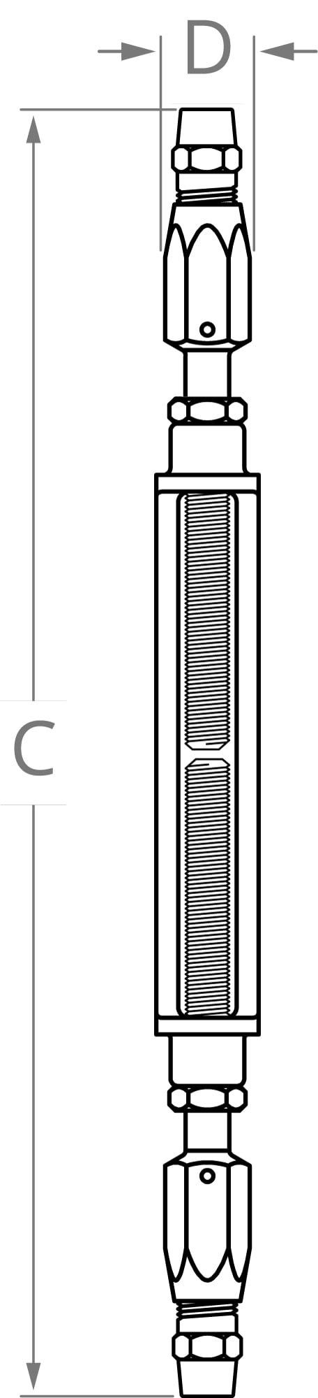 swageless turnbuckle Open Body Double Socket Turnbuckle - Image 2
