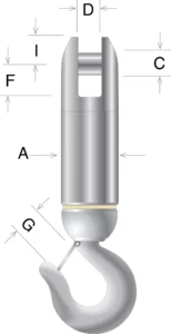 Clevis & Hook Angular Contact Bearing Swivel - Model 62 - Image 2
